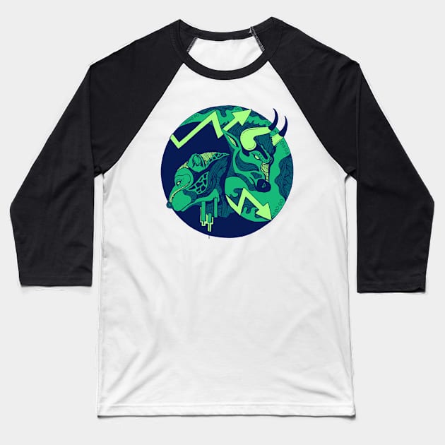 Ngreen Bull and Bear Baseball T-Shirt by kenallouis